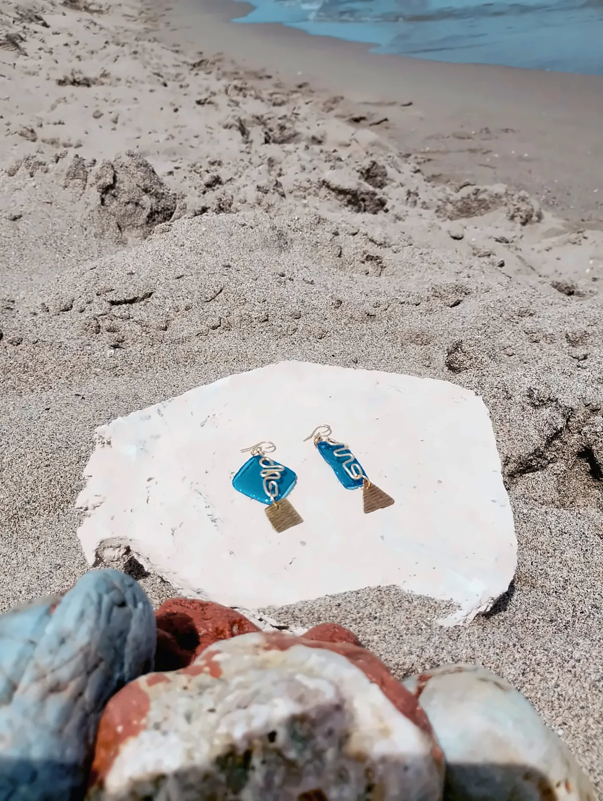 Pendientes Esencias del Sur en azul cobalto