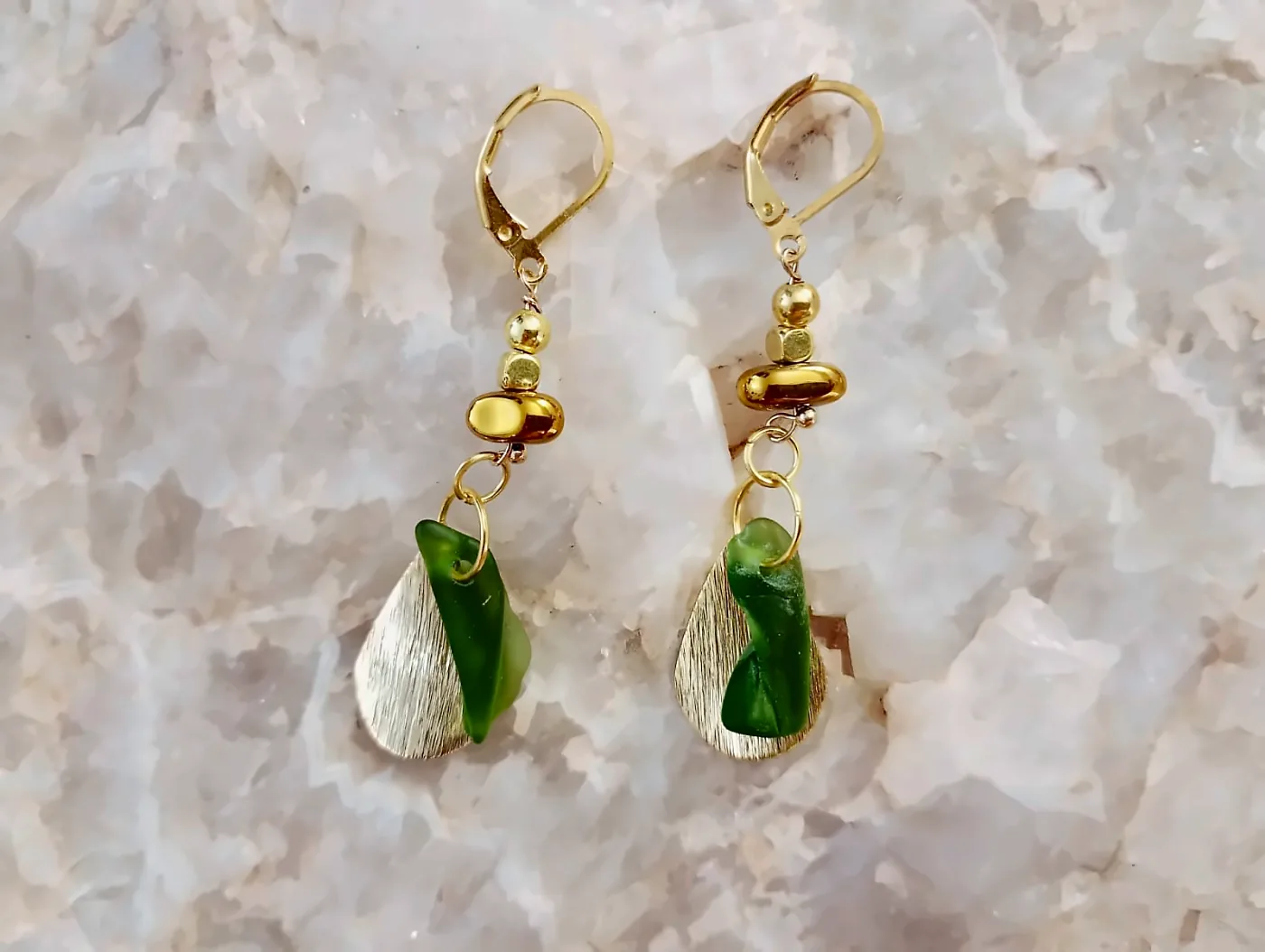 Pendientes Mareas de Cristal en vidrio verde