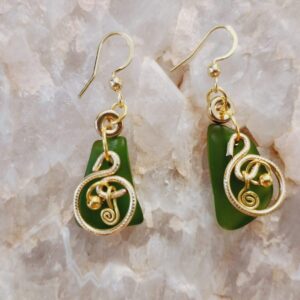 Pendientes Circulares Mareas de Cristal con Vidrio Marino y Espirales