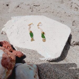 Pendientes Silueta Pez Mareas de Cristal en Latón y Vidrio Marino