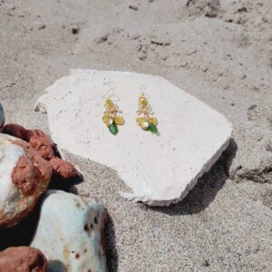 Pendientes Mareas de Cristal con Estructura Geométrica y Vidrio Marino